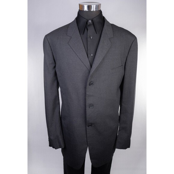 MANI Men's Sport Coat Suit Jacket 3-Button Wool Solid Gray Blazer Sz 48L - Picture 2 of 14